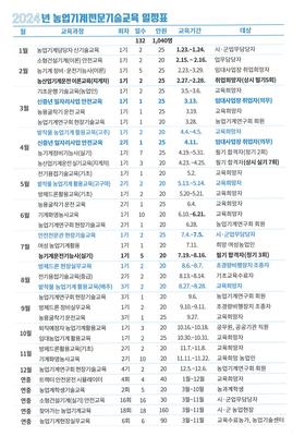 2024년 농업기계전문기술교육 일정표